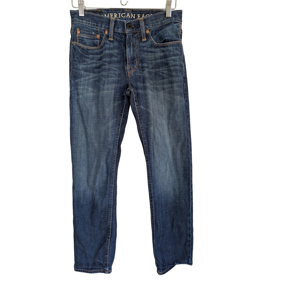 American Eagle Slim Straight Jeans Mens‎ 28x30 Blue 100% Cotton Y2K Streetwear
